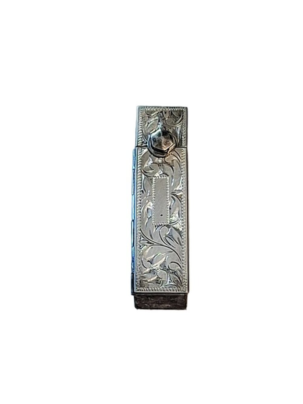Vintage 950 Sterling Silver Floral Design Lipstick Case with Mirror